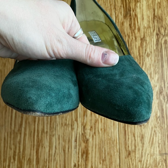 Dark green suede Walter Steiger curved high heels - Picture 5 of 9